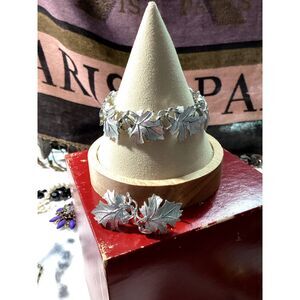 Vintage Lisner Demi-Parure Set of Silver Bracelet and Earrings